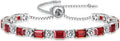 Birthstone Tennis Bracelets for Women White Gold Sterling Silver Gemstone Bracelets Adjustable Chain 6-9 Inchs Jewelry Anniversary Birthday Gifts for Women Mom Wife Her