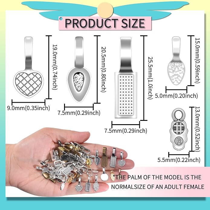 Mix Alloy Spoon Glue on Bails Pendants Jewelry Scrabble Earring Charms for Fitting Glass Cabochon Tiles Jewelry Making - Small Spoon Shape Tray Glass Dome Kits