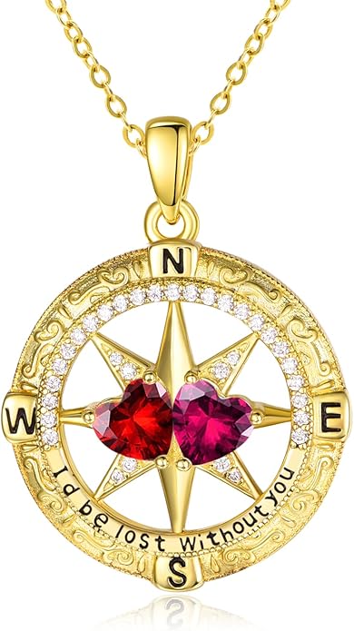 Valentine's Day Gifts for Wife 925 Sterling Silver Double Birthstone Pendant Necklaces I Love You for Always and Forever Necklace Anniversary Birthday Gifts for Wife Girlfriend Mom Her