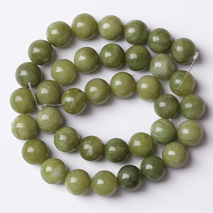 Natural Chinese Green Jade Beads Gemstone Round Loose Beads for Jewelry Making DIY Bracelet Necklace 6mm 60pcs 15" Inch