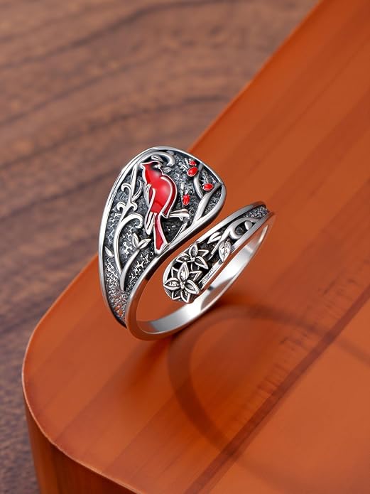 Midari Sun and Moon/Bee/Celtic/Life of Tree/Lotus Spoon Ring for Women 925 Sterling Silver Adjustable Ring Open Ring for Women Men Halloween Birthday Gift