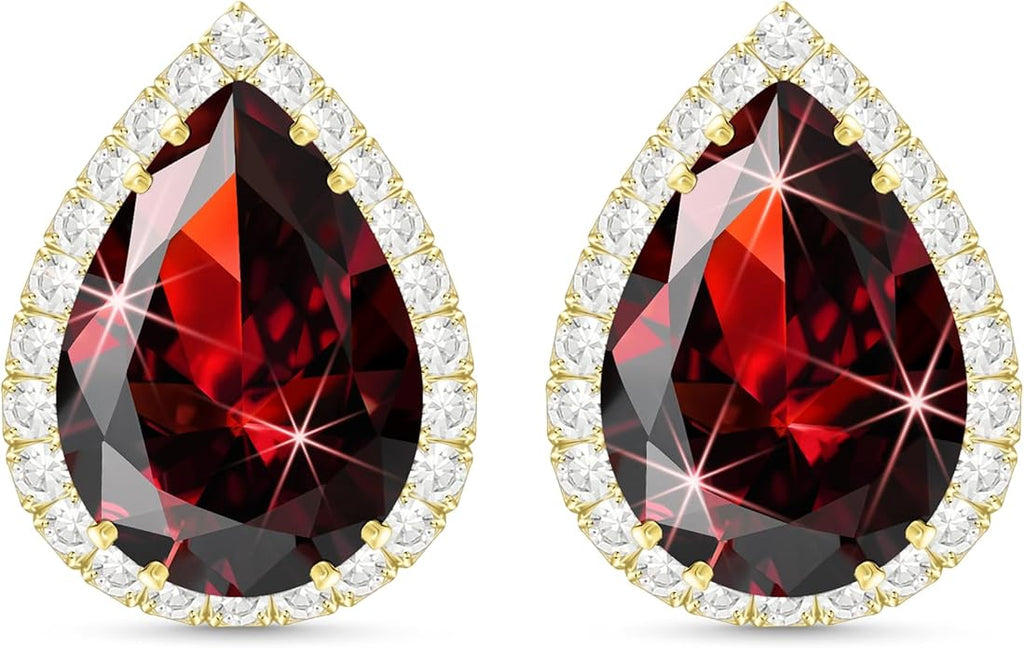 Linawe Women Stud Earrings, Teardrop Diamond Moissanite Cubic Zirconia Earrings Studs Rhinestone Jewelry Gold/Silver/Rose Gold