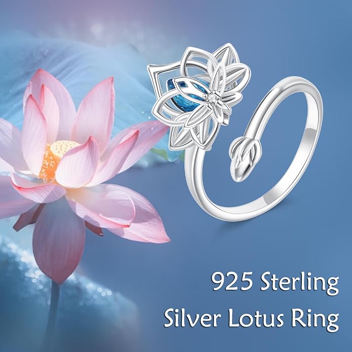 POPLYKE Rose Black Flower Ring For Women Sterling Silver Rings With CZ Jewelry For Women Promise Ring Adjustable Open Ring