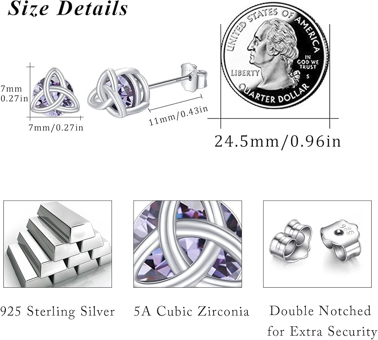 MEDWISE 925 Sterling Silver Birthstone Stud Earrings for Women Birthday Jewelry Gifts for Daughter Mother Women Valentines Day Gifts for Her