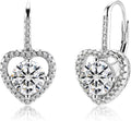 Moissanite Earrings, White Gold Plated Soild Sterling Silver Dangle Earrings 1.0ct-2.0ct D Color Brilliant Round Cut Lab Created Moissanite French Leverback Drop Earring for Women