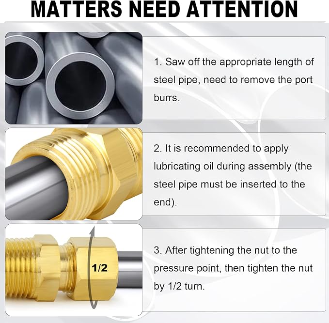ChillWaves Brass Compression Tube Fitting, 5/16" OD x 3/8" NPT Male Compression - Image 4