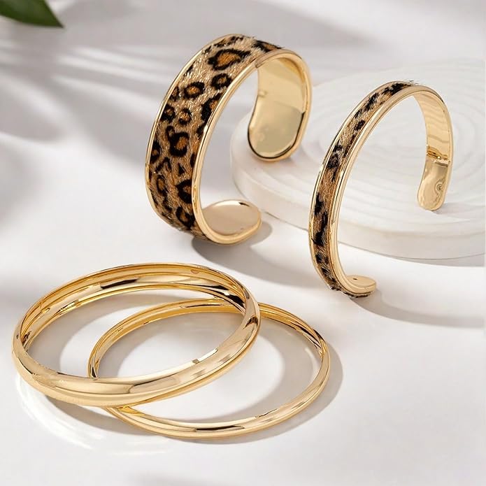 YEEZII Gold Bangle Bracelets for Women, 7Pcs 14K Gold Plated Boho Indian Multi Stackable Textured Bracelets, Chunky Bangles Set for Women Jewelry Gifts
