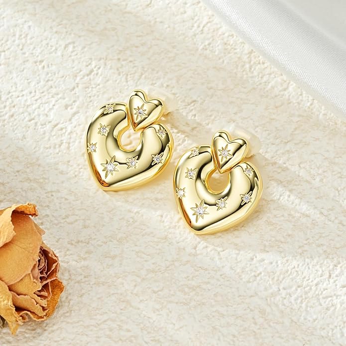 Clip on Earrings for Women Hypoallergenic Statement Retro Clip Earrings 14K Gold/Silver Plated Hoop Dangle Earrings 5A Cubic Zirconia Round Multiple Styles for Women Fashion Trendy Jewelry Gifts