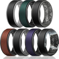 Egnaro Silicone Rings for Men 1/4/5/6/7 Multipack of Breathable Mens Silicone Rubber Wedding Rings Bands - Step Edge