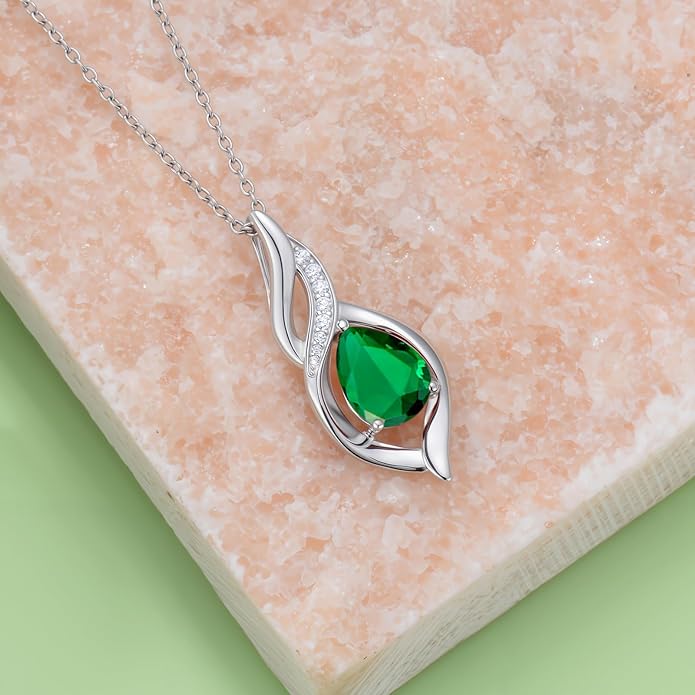 Birthstone Necklace for Women Infinity Necklaces 925 Sterling Silver Teardrop Love Birthday Jewelry Valentines Day Birthday Gifts for Her Mom Wife Girlfriend