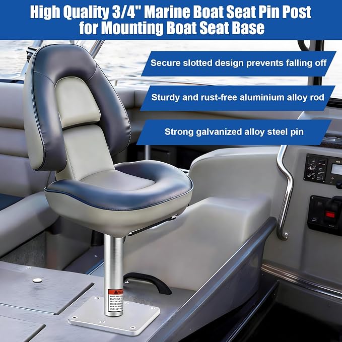 3/4" Boat Seat Pin Post;1.5-Inch Diameter Marine Aluminum Alloy Pedestal Base - Image 3