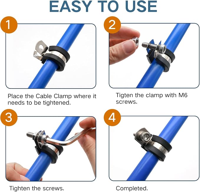 1-3/4 Inch Cable Clamp, 10 Pack Rubber Wiring Clamp, Stainless Steel Pipe Clips - Image 3