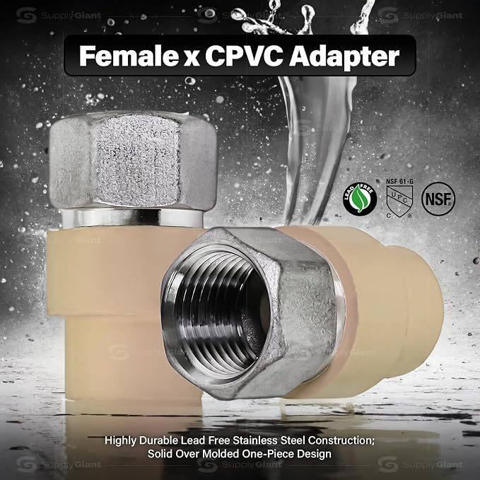 Supply Giant TTDQG336 Female x CPVC Adapter Transition Pipe Fitting Durable - Image 2
