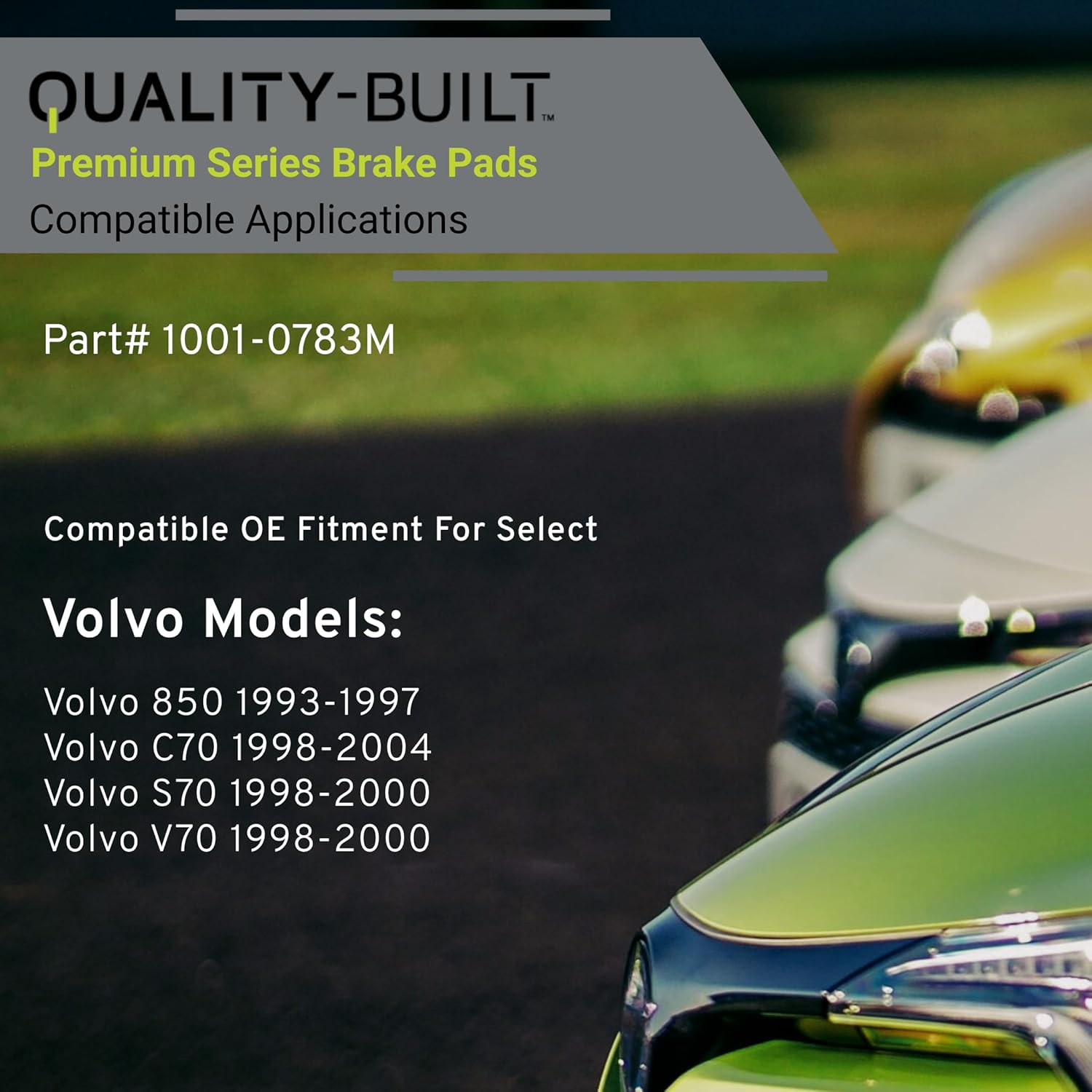 Premium Semi-Metallic Front Brake Pads (1001-0783M) Replacement for Volvo 850 1997-1993, C70 2004-1998, S70 2000-1998, V70 2000-1998