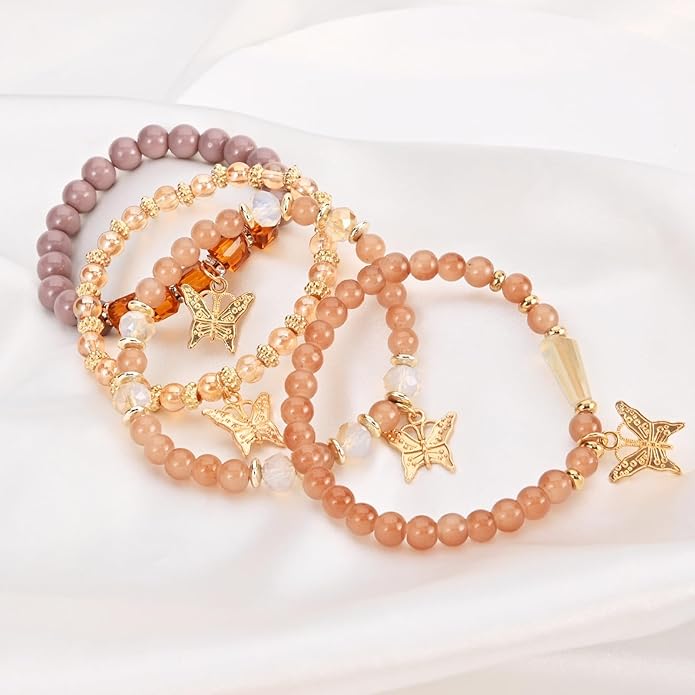 Bohemian Bracelet Sets for Women - 6 Sets Stackable Stretch Bracelets Multi-color Boho Jewelry for Women Hippie Bracelets Dainty Jewelry