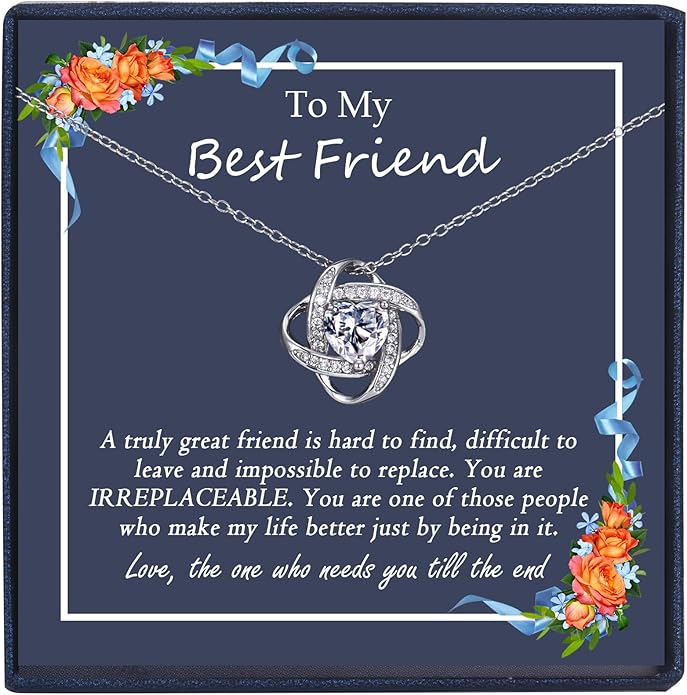 EPIRORA Sterling Silver Cubic Zirconia Love Knot Pendant Necklace for Women, Graduation Birthday Christmas Jewelry Gifts for Friends/Wife/Sister/Daughter/Mom