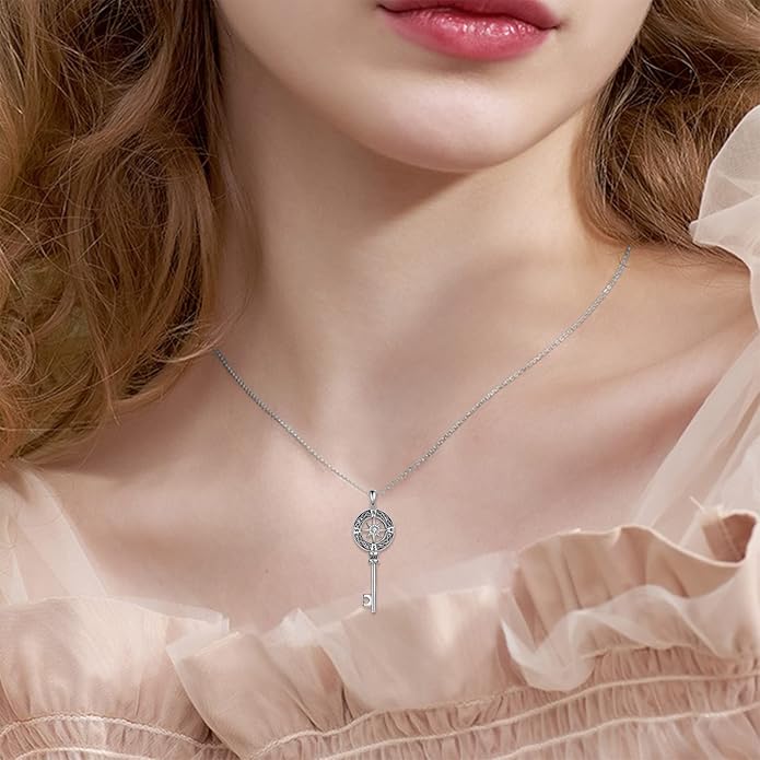 Compass Necklace Sterling Silver Celtic Knot Necklace Graduation Friendship Talisman Travel Necklace Inspirational Graduation Gift Jewelry Gifts for Women Girls