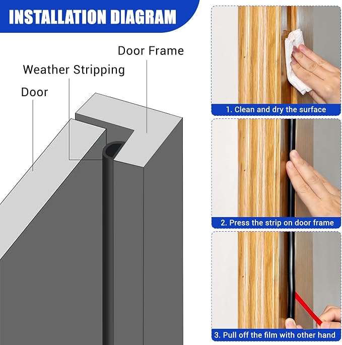Weather Stripping Door Seal Self Adhesive Door Weather Strip Silicone D Shaped - Image 3