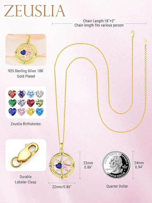 Valentine's Day Gifts for Wife 925 Sterling Silver Double Birthstone Pendant Necklaces I Love You for Always and Forever Necklace Anniversary Birthday Gifts for Wife Girlfriend Mom Her