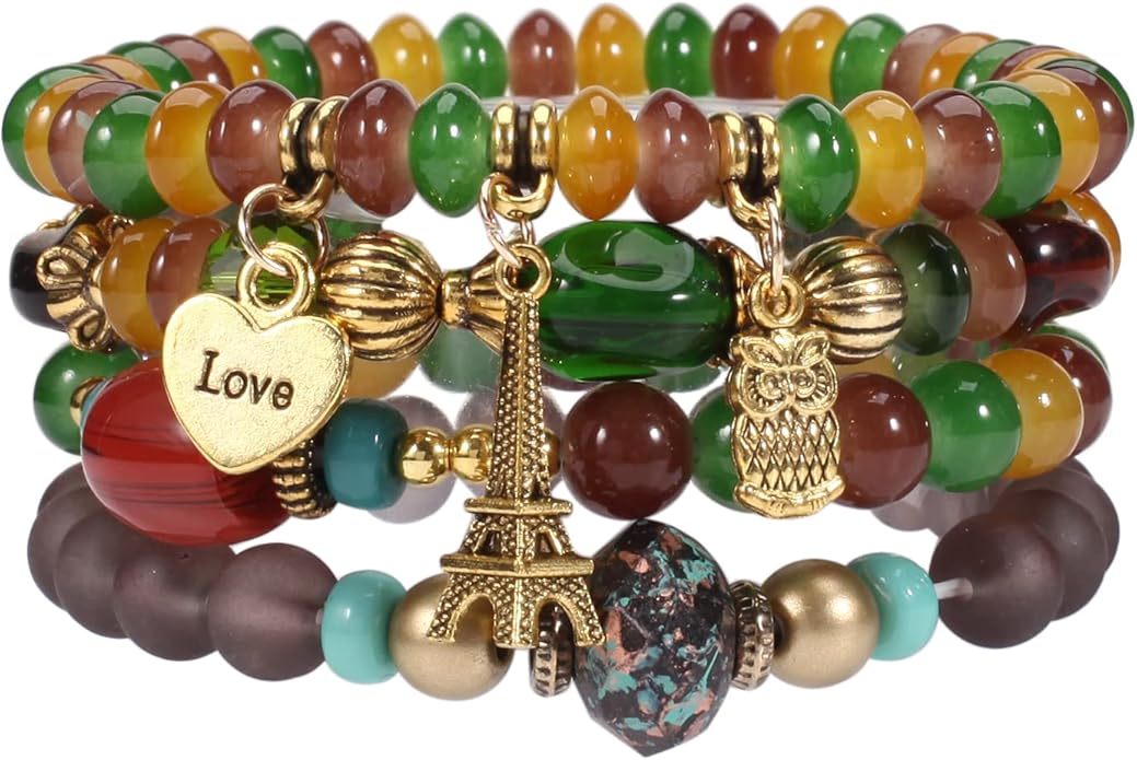 Bracelets Bohe Multilayer Chain Tassel Stackable Charm Stretch Statement Bracelet Set