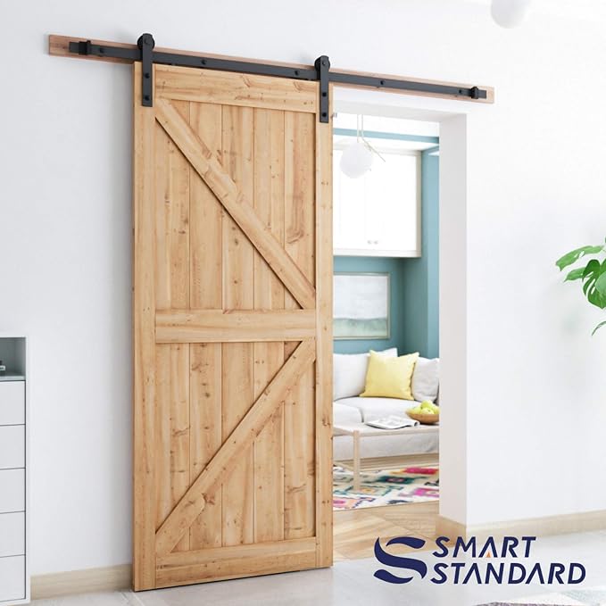 SMARTSTANDARD 6.6ft Sliding Barn Door Hardware kit, Fit 36-40" W Doorpanel | - Image 5