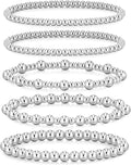 adoyi Valentines Day Gifts for Her Gold Bracelets for Women Waterproof, 14K Gold Plated Beaded Strand Bead Ball Bracelets stack Adjustable Jewelry Set for Gifts