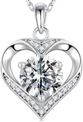 MOOSEA Valentines Day Gifts for Her - 925 Sterling Silver Heart Moissanite Pendant Necklace 1-3 Carat VVS1 Clarity Moissanite, Anniversary Birthday Gift for Women Mom Wife Girlfriend