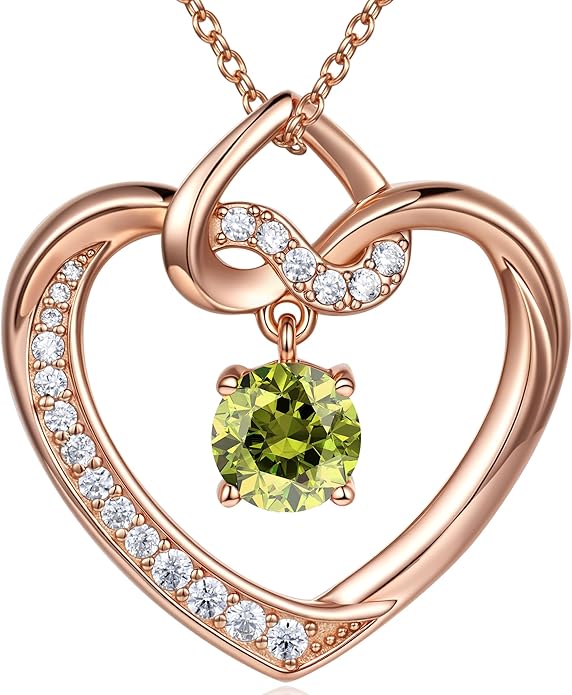 Heart Birthstone Necklaces Gifts for Women Wife, Jewelry for Women Wedding Anniversary Birthday Gifts for Wife Girlfriend Mom Christmas Valentines Gifts S925 Sterling Silver