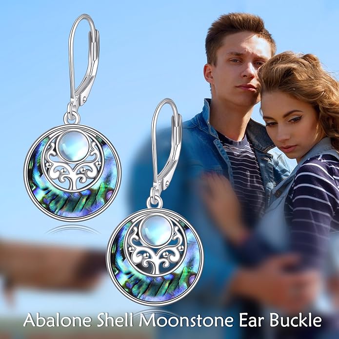 Abalone Shell Dangle Drop Earrings for Women 925 Sterling Silver Filigree Bohemian Earrings Jewelry Gift