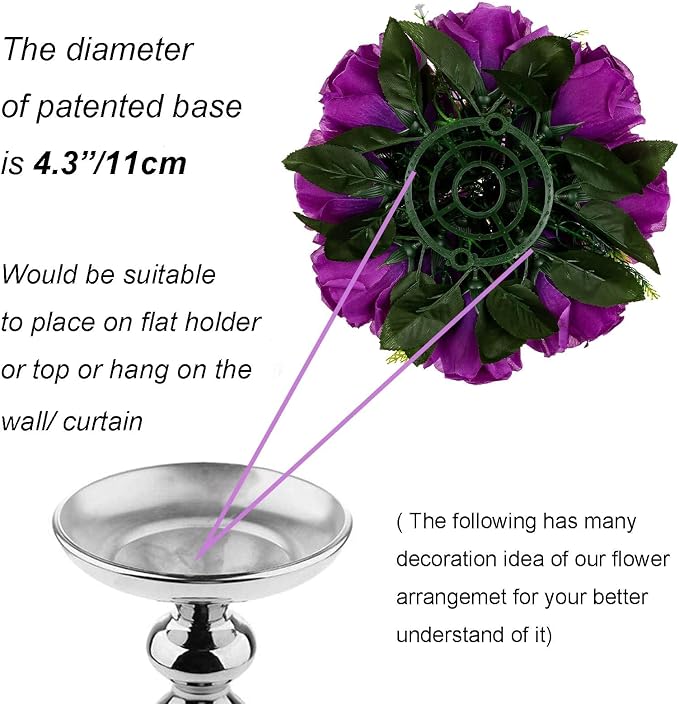 BLOSMON Flower Balls Wedding Rose Centerpieces 6 Pcs Purple Fake Flowers - Image 5