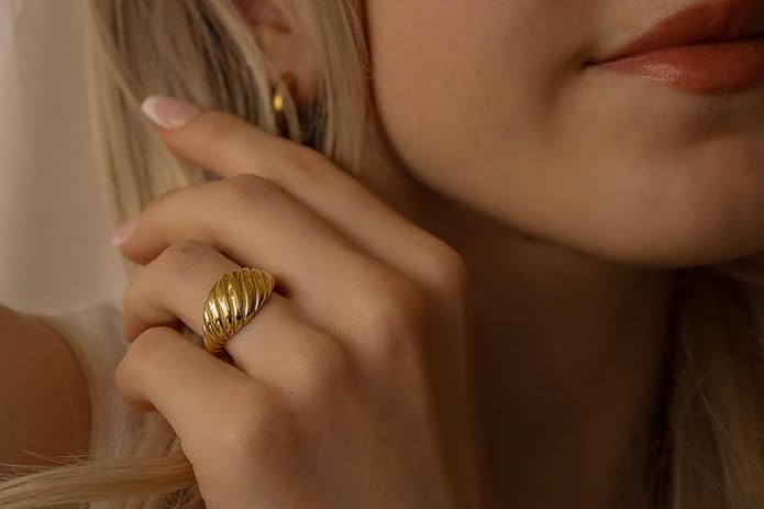 Elegant 18K Gold Plated Stainless Steel Ring – Fine Metal-Plated Jewelry with Durable, Scratch-Resistant Design for Daily Wear & Special Occasions