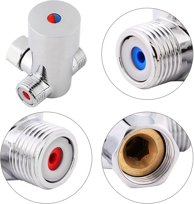 Water Mixing Valve, G1/2 Hot Cold Water Mixing Valve Thermostatic Mixer - Image 8