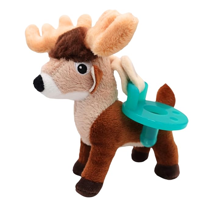 Gamezies Baby Boy and Girl Silicone Pacifier with Detachable Outdoor Plush Toy Holder, White Tail CPSIA Tested, BPA-Free 0-6 Months