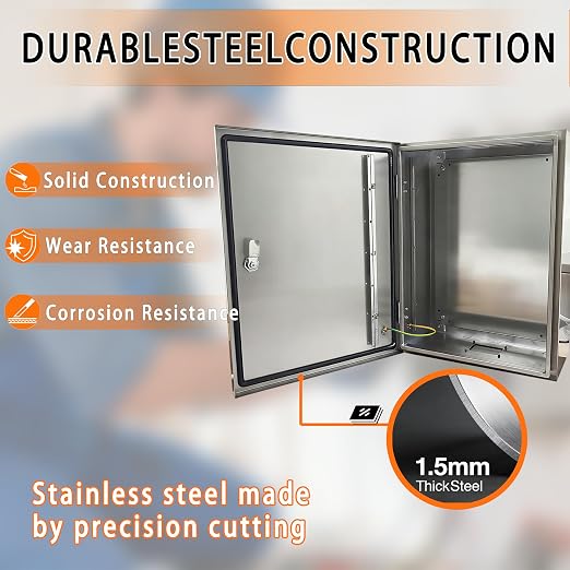 NBCYUNER Stainless Steel Electrical Enclosure 12x12x8 Inch NEMA 4X Enclosure - Image 4