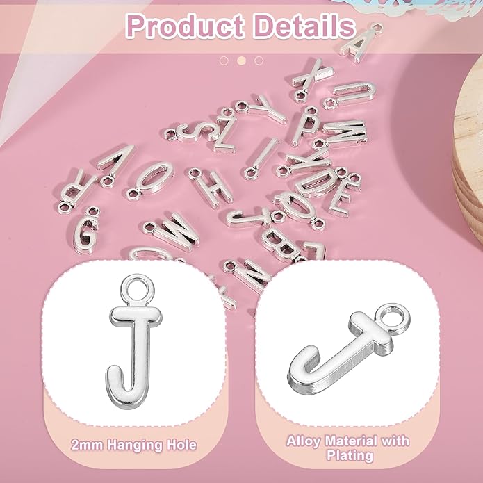 uxcell Letter Charm, Alloy Letter Initial Alphabet Charm for DIY Crafts Jewelry Making Bracelet Earrings Necklace