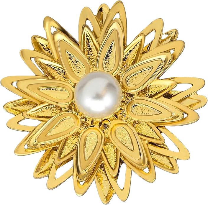 Wanheart Sunflower Brooch Pin Rhinestone Crystal Flower Jewelry Vintage Elegant Brooch for Women Dress Hat Bag Accessories