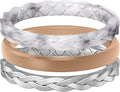 Egnaro Women's Wedding Bands, Silicone Thin and Stackable Rubber Engagement Ring, Variety Multipack With Breathable Grooves Workout Accessories