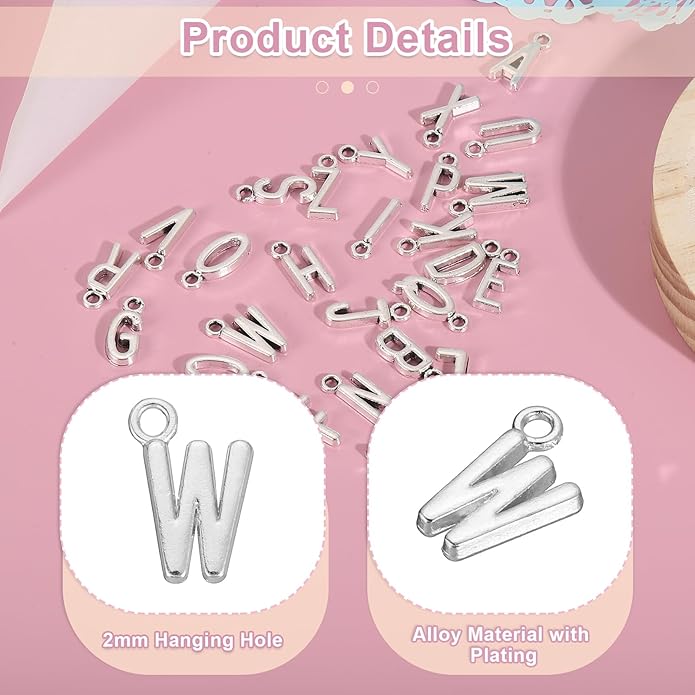 uxcell Letter Charm, Alloy Letter Initial Alphabet Charm for DIY Crafts Jewelry Making Bracelet Earrings Necklace