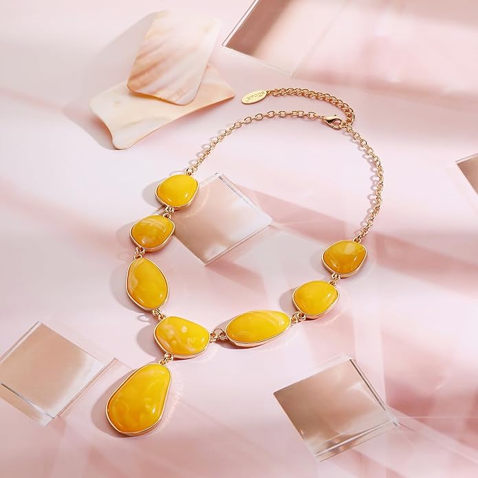 Bocar Bubble Chunky Necklace Alloy Necklace Resin Statement Pendant Necklace for Women