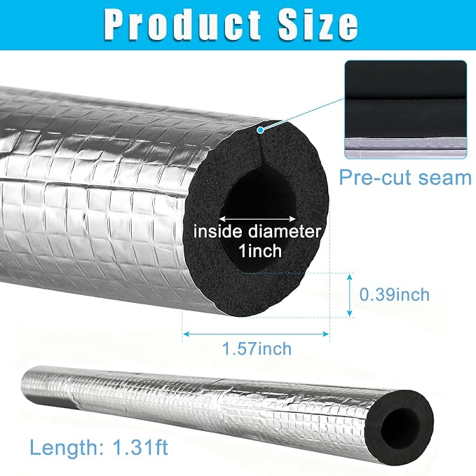 10 Pcs Pipe Insulation Foam Tube Self Adhesive Insulation Foam Wrap | 1.3 Ft x - Image 2