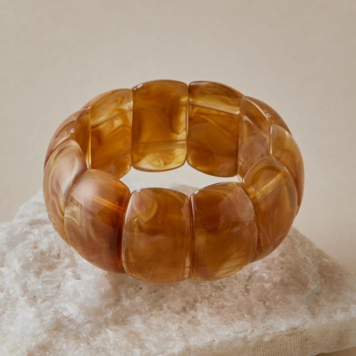 3 PCS Acrylic Resin Bracelet for Women Irregular Geometric Cuff Wide Wristband Bangles Trendy Chunky Resin Stackable Stretch Bracelet Jewelry Set