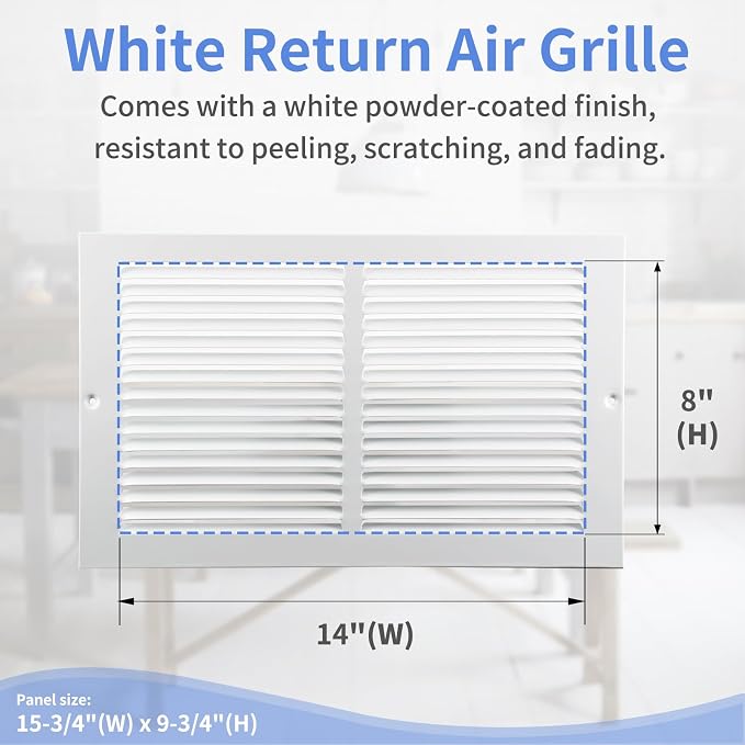 Howeall 14"W x 8"H Steel Return Air Grille, Air Return Vent Cover - Image 3