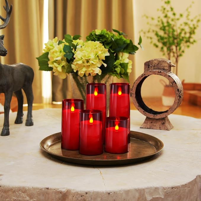 Homemory Christmas Red Flickering Flameless Candles, Battery Operated Acrylic - Image 6