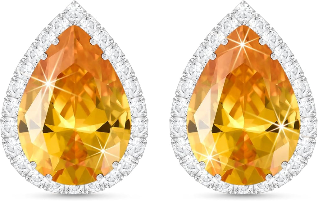 Linawe Women Stud Earrings, Teardrop Diamond Moissanite Cubic Zirconia Earrings Studs Rhinestone Jewelry Gold/Silver/Rose Gold