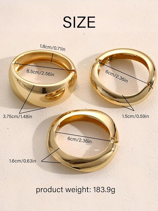 Chunky Gold Bangle Bracelets for Women, 14k Gold Plated Dainty Cuff Stackable Bangles Set, Trendy Bracelet Stack Fashion Jewelry Gifts