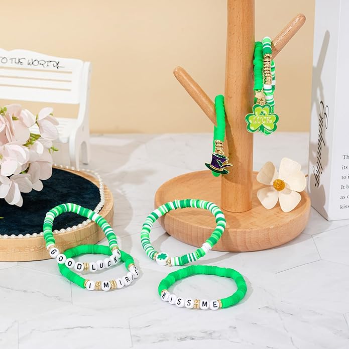 Friendship Beaded Bracelets for Women, Stackable Colorful Surfer Boho Clay Bead Stretch Bracelets
