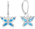 Women's Butterfly Leverback Dangle Earrings 925 Sterling Silver 5A Cubic Zirconia Jewelry for Valentine Mother's Day Birthday Gifts for Her
