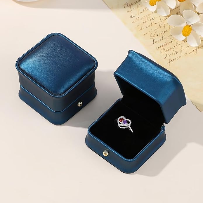 Iefil Adjustable Ring for Women - 925 Sterling Silver Double Birthstone Rings, Anniversary Birthday Gifts for Women Wife Her