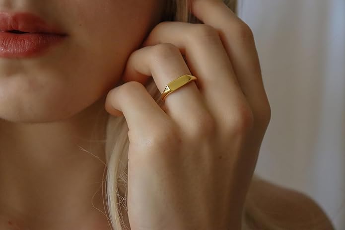 Elegant 18K Gold Plated Stainless Steel Ring – Fine Metal-Plated Jewelry with Durable, Scratch-Resistant Design for Daily Wear & Special Occasions