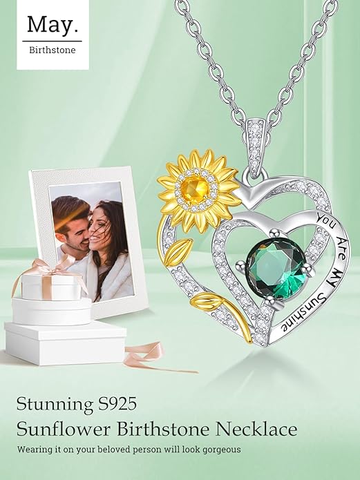 Valentine's Day Gifts for Wife 925 Sterling Silver Double Birthstone Pendant Necklaces I Love You for Always and Forever Necklace Anniversary Birthday Gifts for Wife Girlfriend Mom Her